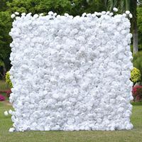 Bunga Mawar Putih Buatan Tangan Berkualitas Tinggi Realistis, Bunga Campuran Kustom, Plastik Musim Dingin, Latar Belakang Dinding Bunga Artifisial 5D 8ft X 8ft