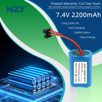 HiZY 18650 7.4V 2200mAh Paket Baterai Lithium Ion Kelas Medis Baterai Isi Ulang dengan Perlindungan PCM Terintegrasi