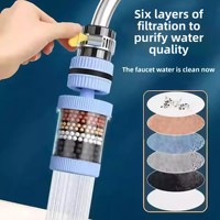 Filtre de Robinet Universel Amovible et Lavable en PP à Six Couches, Design Minimaliste Moderne pour Cuisines Domestiques ; Anti-éclaboussures et Extensible
