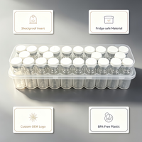 3ml 24-vakjes ecologische flesjesdoos PP buitenkoffer borosilicaat glazen flesjes aluminium-plastic dop butyl rubberen stop koud