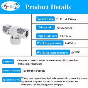 1/8 "1/4" 3/8 "1/2" BSPT-Stecker 3/4/6/8/10/12/14/16/18mm Außen durchmesser Rohr 304 Edelstahl-Klemm verschraubung - Product Image 3