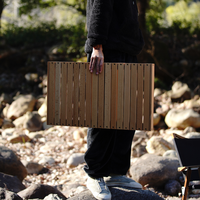 Table pliante d'extérieur en bois massif-Polyvalente pour tente de camping, zone de tatami, heure du café, pique-nique et utilisation de la plage de rouleaux d'œufs