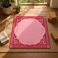 Tapis de jeu de Mahjong de luxe rose avec cadre en bambou octogonal, pour 4 joueurs, imperméable, pliable, silencieux, avec couverture de table en caoutchouc, amusant