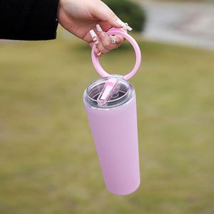 Custom 850Ml 304 Stainless Steel Insulated Double Wall Travel Car <b>Coffee</b> Water Bottle Tumbler With Ring Handle Straw - Product Image 4