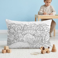 Coussins DIY personnalisés pour enfants, taies d'oreiller à colorier soi-même pour enfants, housse de coussin rectangulaire à peindre à la main