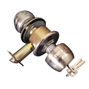 Poignée de porte ronde boutons de porte serrure serrure de porte d'entrée en acier inoxydable avec clé pour chambre salon salle de bain - Product Image 6