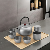 Service à thé Kung Fu chinois haut de gamme pur titane citrouille poignée théière couverts en acier inoxydable classique maison extérieur feu ouvert