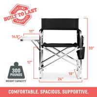 Chaise de camping pliable portable pour directeur de tournage avec porte-canne à pêche