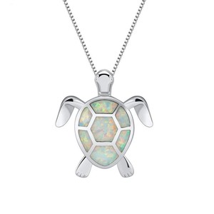 Europese En Amerikaanse Mode Opaal Schildpad Hanger Ketting Met Blauw Kristal Trendy Messing Sieraden Voor Vrouwen