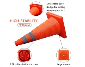Cône de signalisation réfléchissant pliable et empilable pour la sécurité routière, idéal pour les travaux routiers, les parkings et l'entraînement à la conduite - Product Image 4