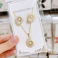 Groothandel RVS Emaille Bloem Vlinder Hart Fruit Schelp Oorbellen Set met bijpassende hanger ketting sieraden voor vrouwen