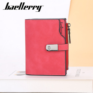 กระเป๋าสตางค์สั้นผู้หญิง Baellerry หนัง PU พับสองตอน มีซิป ใส่บัตรได้หลากหลาย สีแดง - Product Image 3
