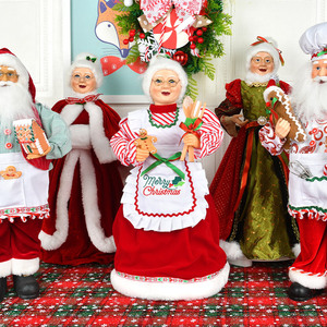 Figurines élégantes de Noël en PVC et tissu représentant des vieilles femmes et des vieux hommes pour vitrine de magasin ou décoration intérieure, idéales pour les modèles de figurines de belle-mère - Product Image 2