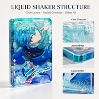 CNAWO Support holographique personnalisé Anime Star Quicksand, impression UV sur bloc acrylique avec éléments en plastique et métal, artisanat holographique unique