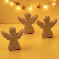 Artisanat en bois en forme d'ange, décoration pour prière et baptême, fournitures cadeaux, pendentif ailes d'ange, ornements en bois de hêtre