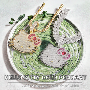 Collar con Colgante de Cara de Gato en Aleación de Zinc Chapado en Oro y Plata 925, con Moissanita Creada en Laboratorio, Cadena de Eslabones Estilo Hiphop para Fiesta Unisex - Product Image 2