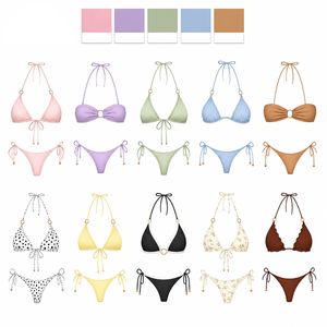Conjunto de Bikini <span class=keywords><strong>Corto</strong></span> con Tirantes Ajustables, Estampado de Leopardo, de Secado Rápido, Tejido Reciclado Ecológico, con Logotipo Personalizado al por Mayor - Product Image 6
