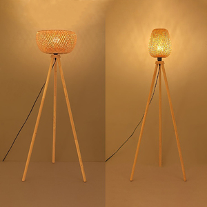Abat-jour style tissage bambou japonais <span class=keywords><strong>et</strong></span> trépied en <span class=keywords><strong>bois</strong></span> <span class=keywords><strong>lampadaire</strong></span> tissé bambou - Product Image 2