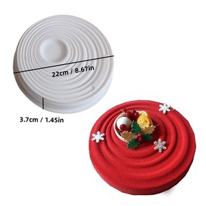 Round Water Ripple Pattern Silicone Mousse Cake Mold White 1 Piece For Baking Desserts - Product Image 5