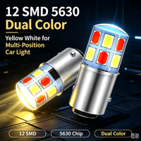 Ampoule LED pour voiture 5630-12SMD, jaune et blanc, double couleur, clignotant latéral, 12V