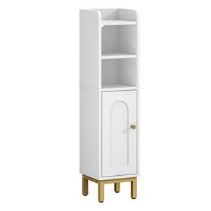 SENYU White <b>Corner</b> <b>Bathroom</b> Cabinet with 2 Shelves and Door, Space Saving Storage <b>Unit</b> on Wooden Legs - Product Image 1