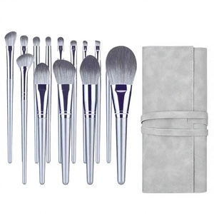 14pcs Silver Wood Handle Makeup Brush Set Synthetic Hair <b>Foundation</b> Eyebrow Eyeshadow Brushes - Product Image 2