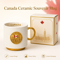 Tasses en céramique souvenirs nationaux du Canada avec design drapeau, parlement et monuments, tasses à café et à thé en porcelaine personnalisées, OEM ODM, vente en gros