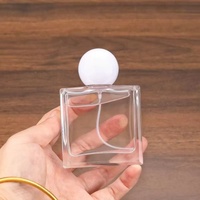 Flacon de parfum carré en verre de haute qualité 50 ml, flacon pulvérisateur avec col à vis, conteneur de parfum rechargeable avec bouchon à bille
