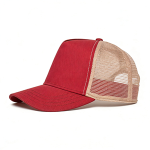 Gorra Trucker Clásica Roja de Lona con 5 Paneles, Ligera, Transpirable, Ajustable, con Cierre a Presión, para Golf, Running, Ciclismo, Pesca - Product Image 4