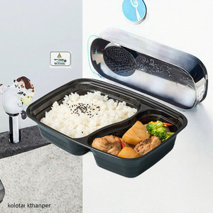 Disposable 1000ml Bento <b>Lunch</b> <b>Box</b>, 2-<b>Compartment</b> Meal Prep Container for Takeaway and Food Storage - Product Image 3