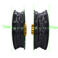 Jantes de moto supermotard 12 pouces en alliage d'aluminium CNC avec moyeu et rayons, roues 2.50-12" et 3.00-12"