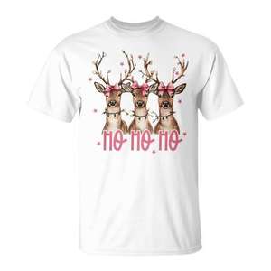 Camiseta Navideña Promocional con Diseño de Reno y Ciervo Ho Ho Ho - Product Image 1