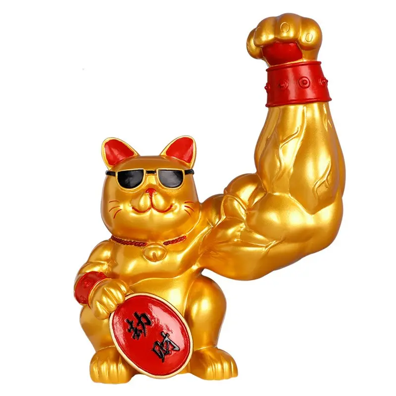 2023 Home decoration Yoga Muscle Tiger statue customized color resin Lucky Cat Muscle Sports sculpture