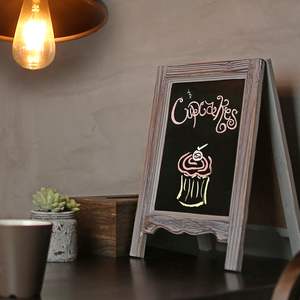 Tavolo in <span class=keywords><strong>legno</strong></span> bruciato A cornice di lavagna segno doppio lato cancellabile Menu numero di <span class=keywords><strong>legno</strong></span> - Product Image 5