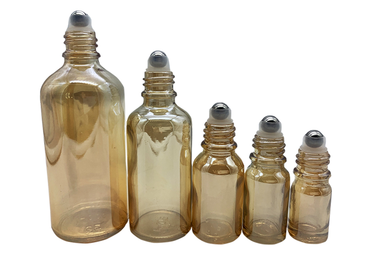 Luxury Golden Glass Roll On Bottles 50ml 100ml Glass Vials With Roller Ball