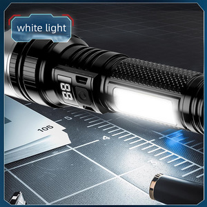2025 torche extérieure Rechargeable haute endurance forte lumière LED affichage numérique <span class=keywords><strong>Zoom</strong></span> ABS étanche rouge bleu <span class=keywords><strong>Flash</strong></span> transfrontalier - Product Image 5