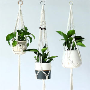<span class=keywords><strong>Pot</strong></span> <span class=keywords><strong>de</strong></span> <span class=keywords><strong>fleur</strong></span> mural en <span class=keywords><strong>corde</strong></span> tissée pour jardin intérieur, cintre suspendu pour plantes, panier suspendu en coton - Product Image 3