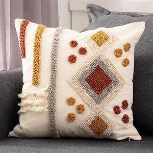 Housses de coussin en coton Boho, taies d'oreiller brodées tuftées, décoratives, cousines en coton, brodées - Product Image 4