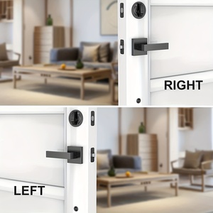 Poignée de porte extérieure noire en <span class=keywords><strong>fer</strong></span> avec levier et pêne dormant, ensemble combiné réversible pour entrée de porte. - Product Image 5