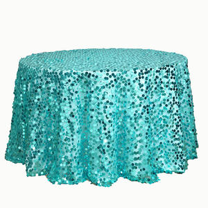 Haute qualité <span class=keywords><strong>luxe</strong></span> 18mm grand Sequin fête <span class=keywords><strong>de</strong></span> mariage nappe ronde 120 pouces broderie Sequin or Table couvre - Product Image 5
