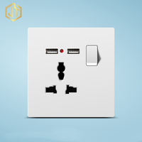 Prise murale multifonctionnelle 13A 250V avec interrupteur, panneau en plastique, prise de courant avec double port USB pour appareils électroménagers
