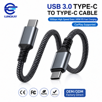 Câble USB 3.0 Type C 10 Gbps LUNGKAY OEM/ODM, charge rapide 60W, cordon tressé, compatible CarPlay pour ordinateur portable, tablette, téléphone