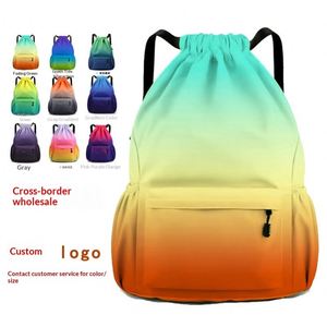 Sac à dos léger unisexe imperméable à cordon de serrage avec dégradé de couleurs, imprimé coloré, pour le basketball, la gym et le sport - Product Image 2