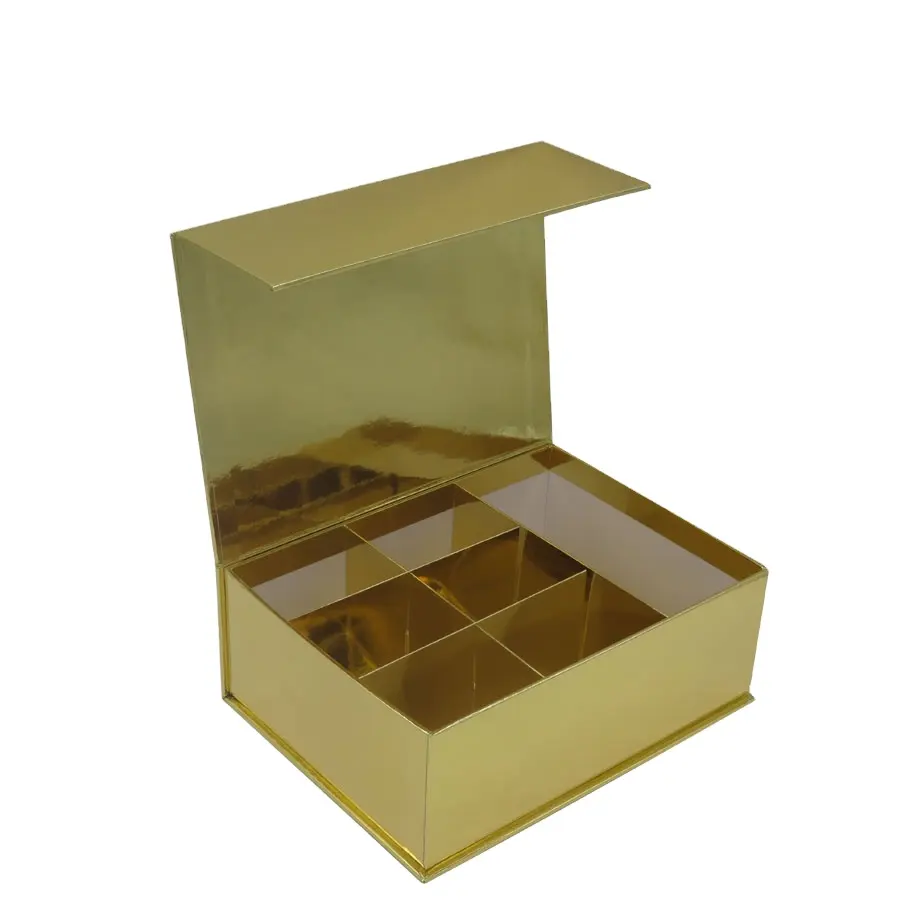 Ayna mylar altın çikolata kağıt hediye kutusu bölücüler ile kafes şeker dikdörtgen çerez kutuları