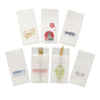 Serviettes de table en gros Logo personnalisé Couverts jetables de poche Serviettes Airlaid pour restaurant