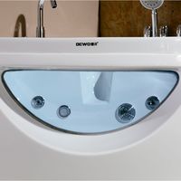 Baignoire de massage double en acrylique en forme d'éventail, confortable, pour salle de bain de villa ou d'hôtel, avec verre incurvé et appui-tête