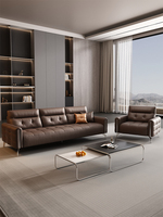 Ensemble de canapés de bureau commerciaux en cuir italien Kuli, table basse moderne en acier léger de haute qualité, combinaison pour zone de réception et salle de réunion