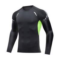 Nouveau T-shirt de sport athlétique pour homme à manches longues, sous-vêtement de compression en polyester à séchage rapide, personnalisable avec logo, idéal pour la gym