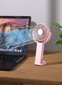 พัดลมพกพาแบบพกพา 5 ระดับความเร็ว ลมเย็นจากโรงงาน ใช้พอร์ต USB ขนาดเล็ก พกพาสะดวก ชาร์จซ้ำได้ พร้อมห่วงคล้อง - Product Image 4