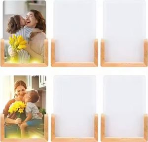 4" X 6" Sublimation Blank Polyester LED Night Light Modern <b>Picture</b> <b>Frames</b> with Warm Color Wood Base Mother's Day Wedding Home - Product Image 2